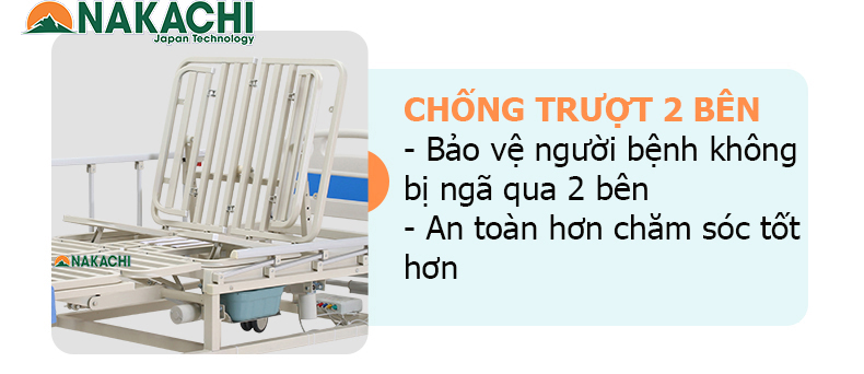 tính năng chống trượt 2 bên Giường Y Tế Đa Năng Điện Cơ Nakachi NC-04DT